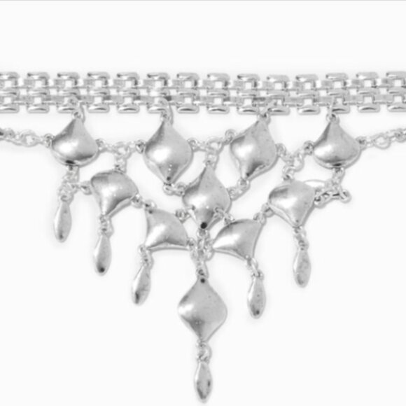 Icing Drip Bib Choker Necklace Silver - Picture 1 of 3